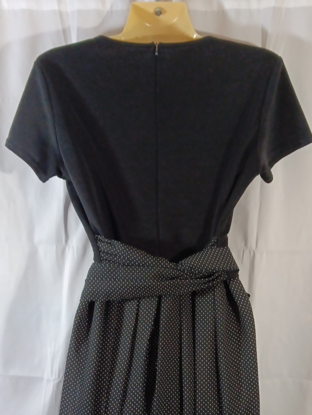 CDC Vintage Womens 8 Jumpsuit Black Polka Dot Wide Leg High Rise Waist Tie - Picture 10 of 14